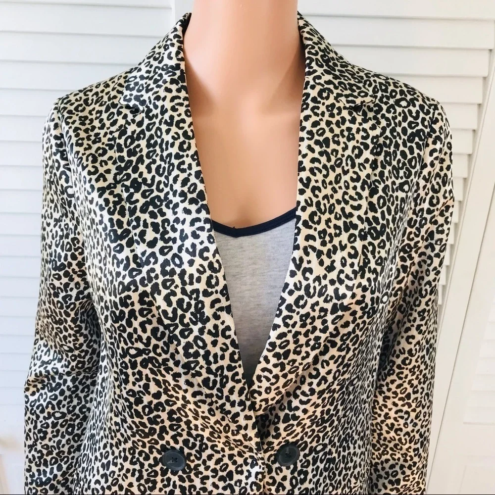NINE WEST Cheetah Print Open Front Blazer Size Extra Small